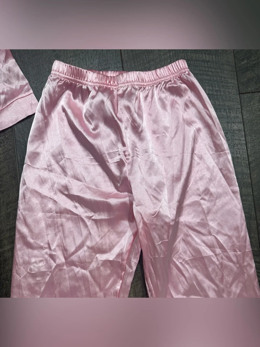 Little Girls Light Pink Satin 2 piece Pajama Set Long Sleeve size 5-6Y